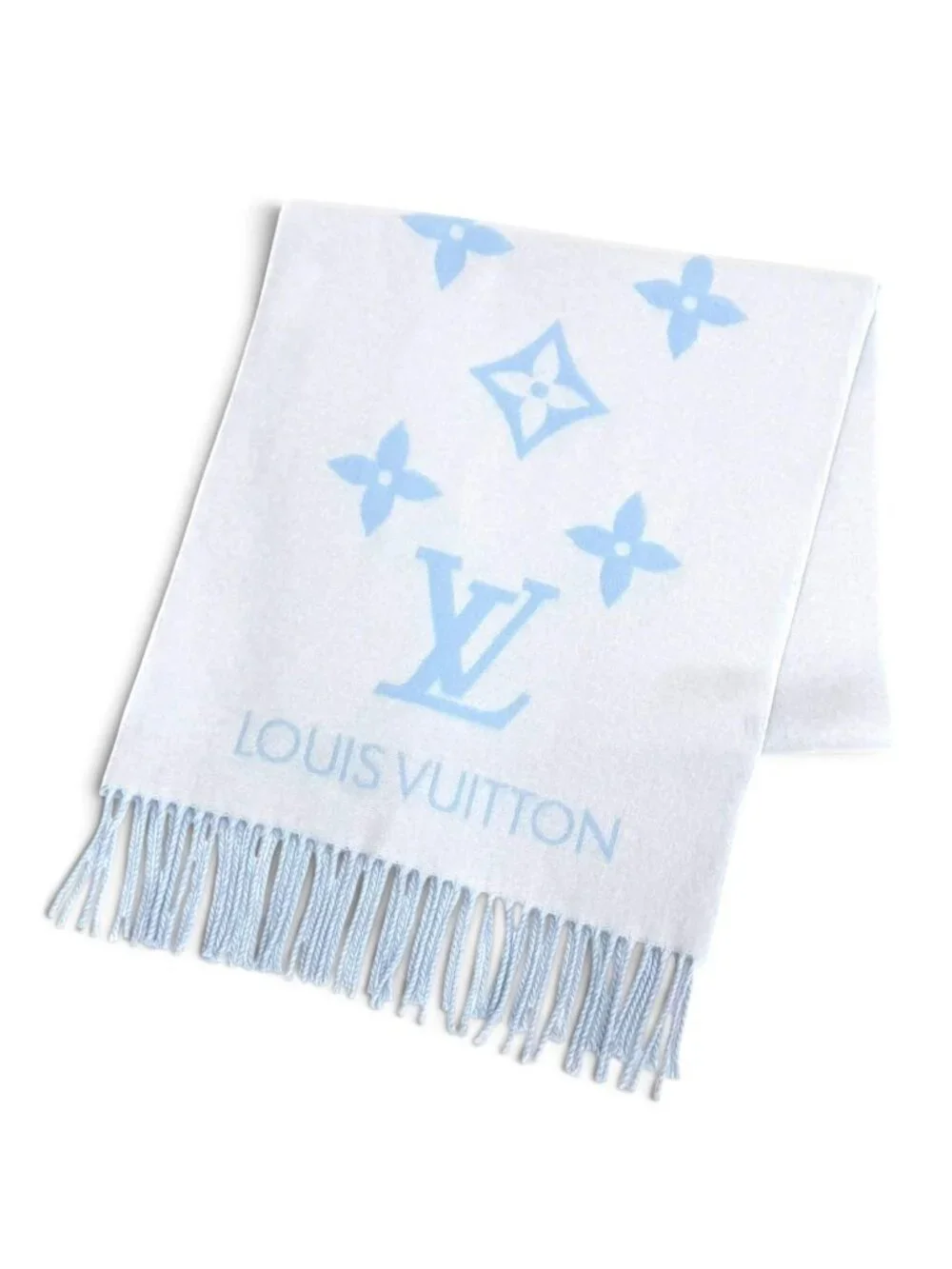 Louis Vuitton Echarpe Reykjavik Cashmere Blue Clair Monogram Fuller